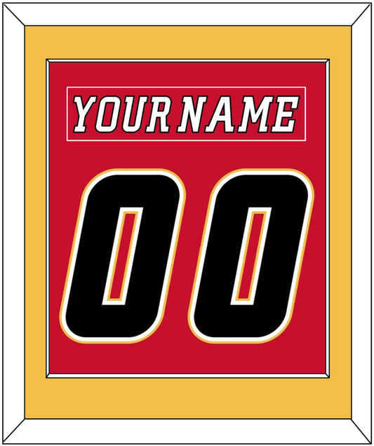 Calgary Nameplate & Number (Back) Combined - Home Red (2007-2017) - Essential Tier 2