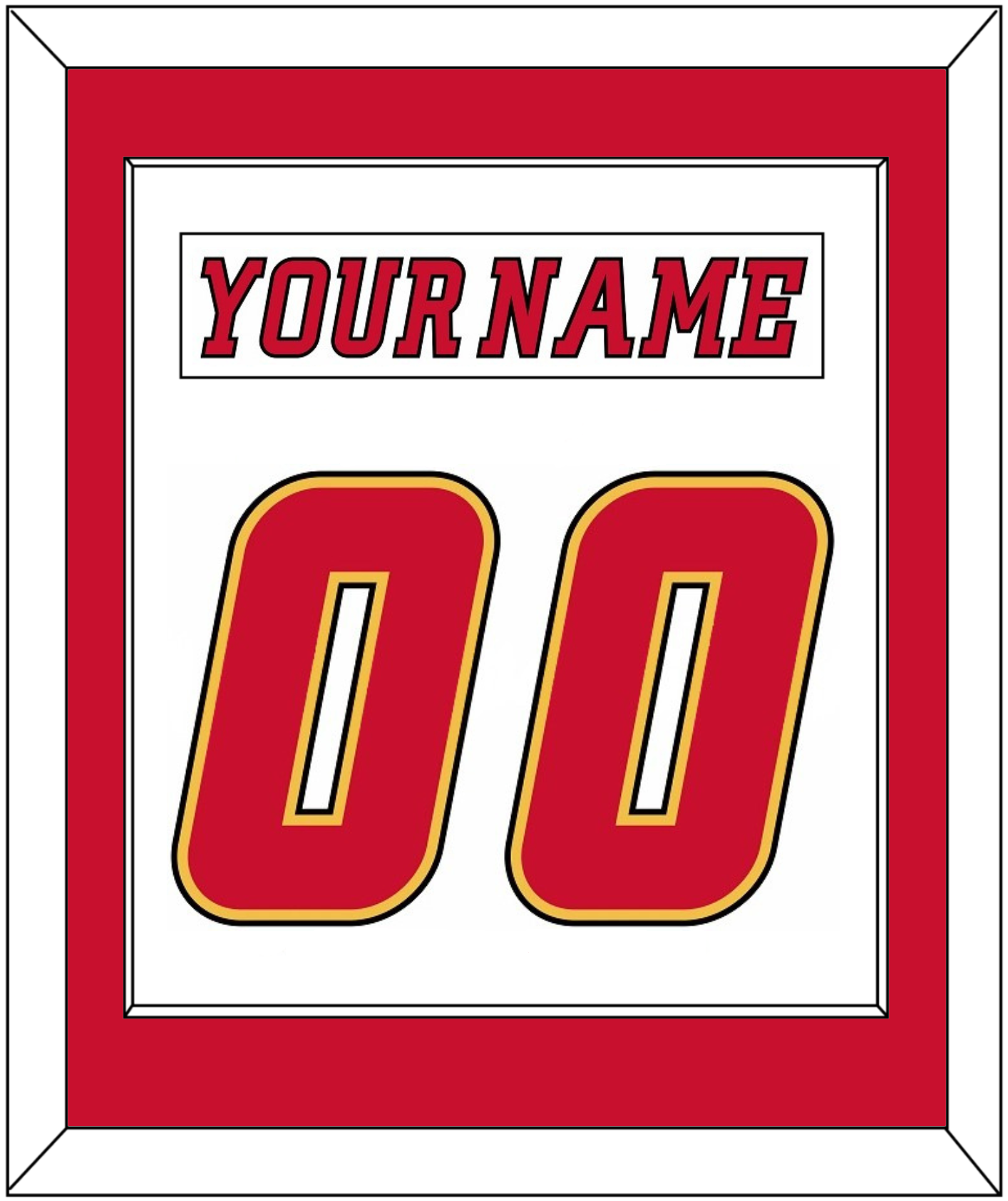 Calgary Nameplate & Number (Back) Combined - Road White (2007-2017) - Essential Tier 1