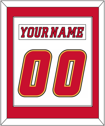 Calgary Nameplate & Number (Back) Combined - Road White (2007-2017) - Essential Tier 1