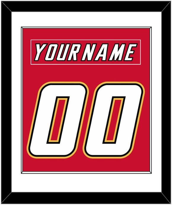 Calgary Nameplate & Number (Back) Combined - Road Red (1995-2000) - Single Mat 1