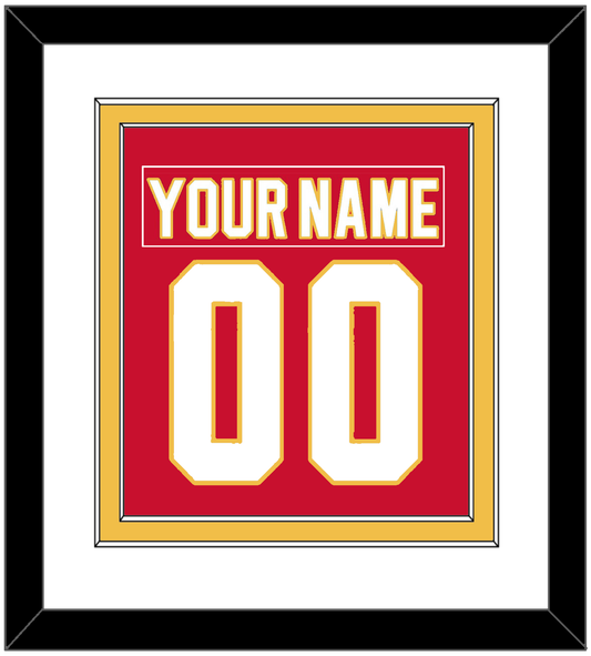 Calgary Nameplate & Number (Back) Combined - Home Red - Signature Tier 1