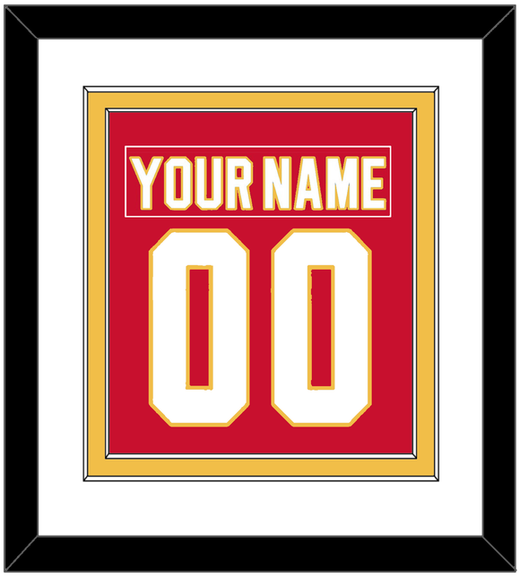 Calgary Nameplate & Number (Back) Combined - Home Red - Double Mat 1