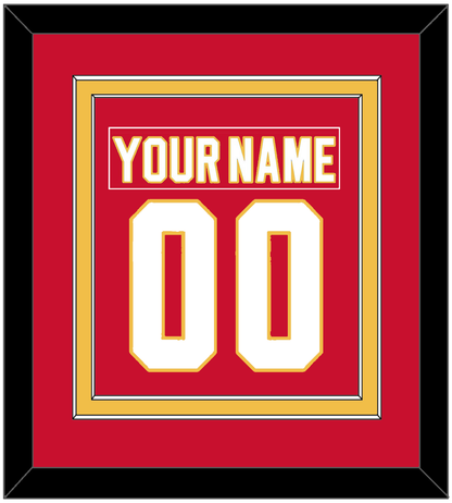 Calgary Nameplate & Number (Back) Combined - Road Red (1980-1994) - Signature Tier 2
