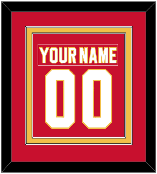 Calgary Nameplate & Number (Back) Combined - Road Red (1980-1994) - Signature Tier 2
