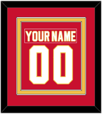 Calgary Nameplate & Number (Back) Combined - Road Red (1980-1994) - Double Mat 2