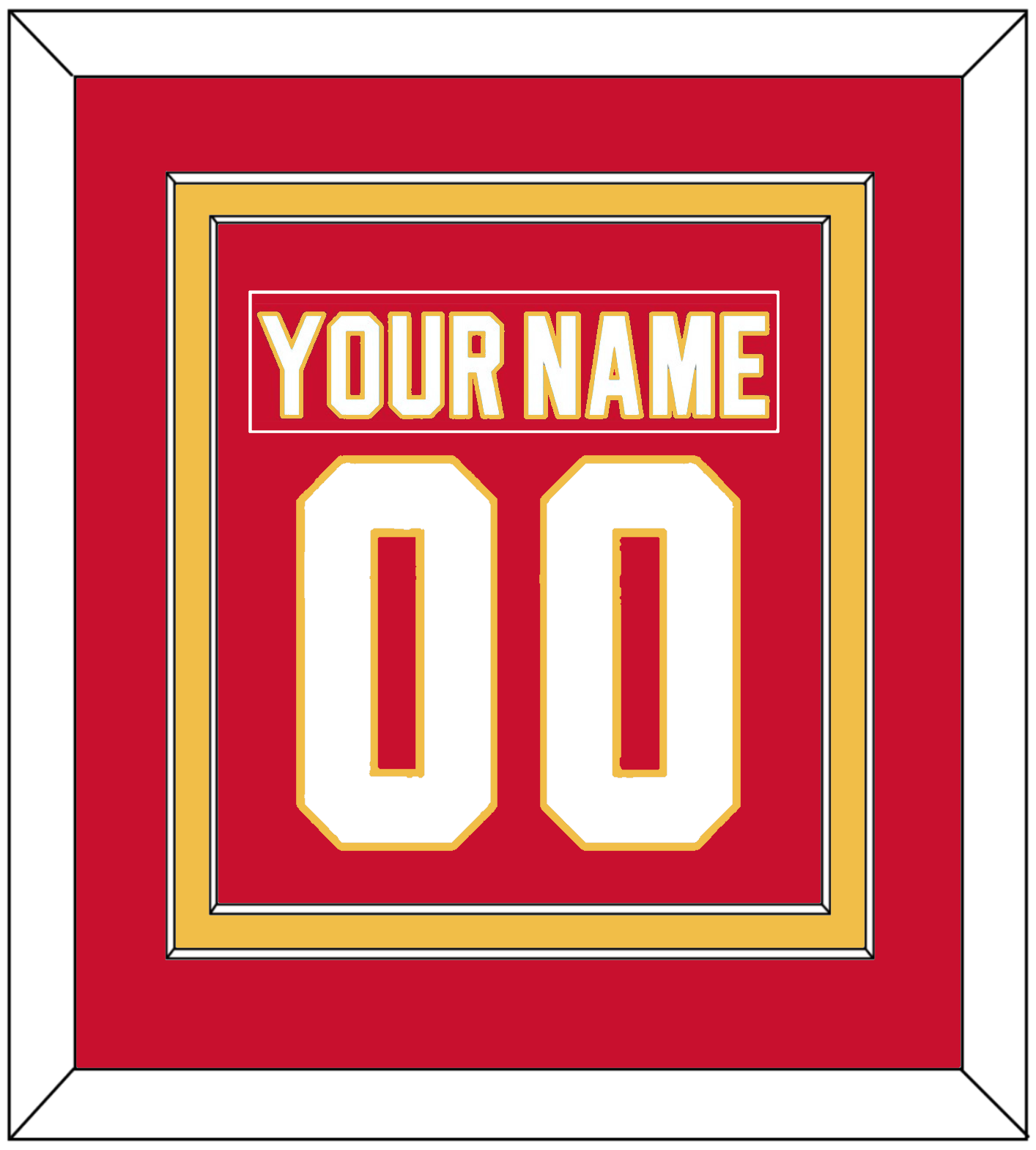 Calgary Nameplate & Number (Back) Combined - Home Red - Signature Tier 2