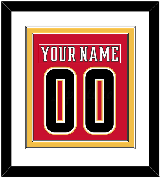 Calgary Nameplate & Number (Back) Combined - Home Red (2017-2020) - Signature Tier 1