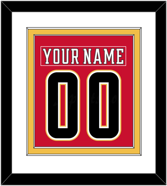 Calgary Nameplate & Number (Back) Combined - Home Red (2017-2020) - Double Mat 1