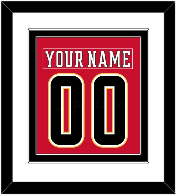 Calgary Nameplate & Number (Back) Combined - Home Red (2017-2020) - Double Mat 2