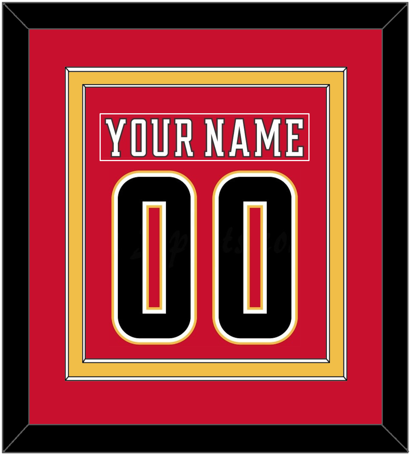 Calgary Nameplate & Number (Back) Combined - Home Red (2017-2020) - Signature Tier 3