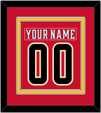 Calgary Nameplate & Number (Back) Combined - Home Red (2017-2020) - Double Mat 3