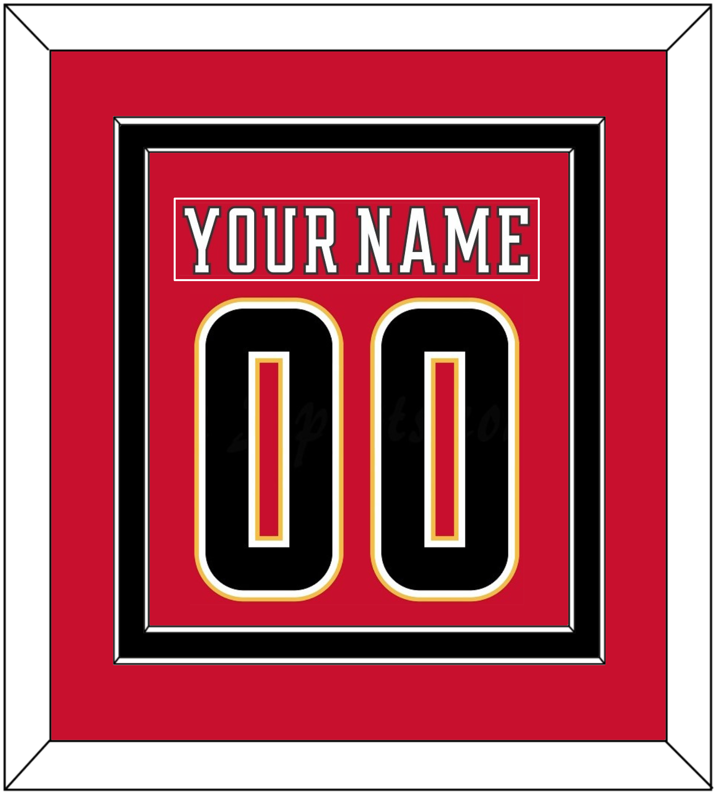 Calgary Nameplate & Number (Back) Combined - Home Red (2017-2020) - Signature Tier 4