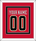 Calgary Nameplate & Number (Back) Combined - Home Red (2017-2020) - Double Mat 4