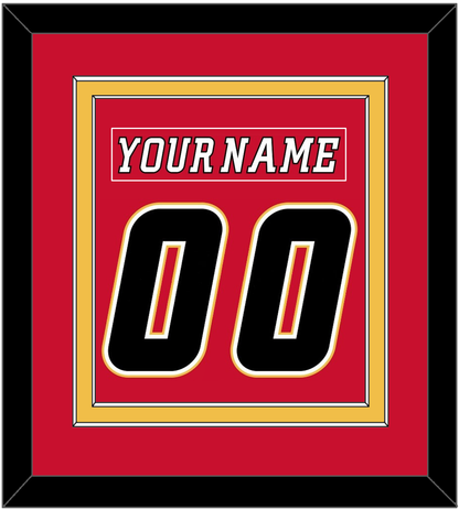 Calgary Nameplate & Number (Back) Combined - Home Red (2007-2017) - Signature Tier 3
