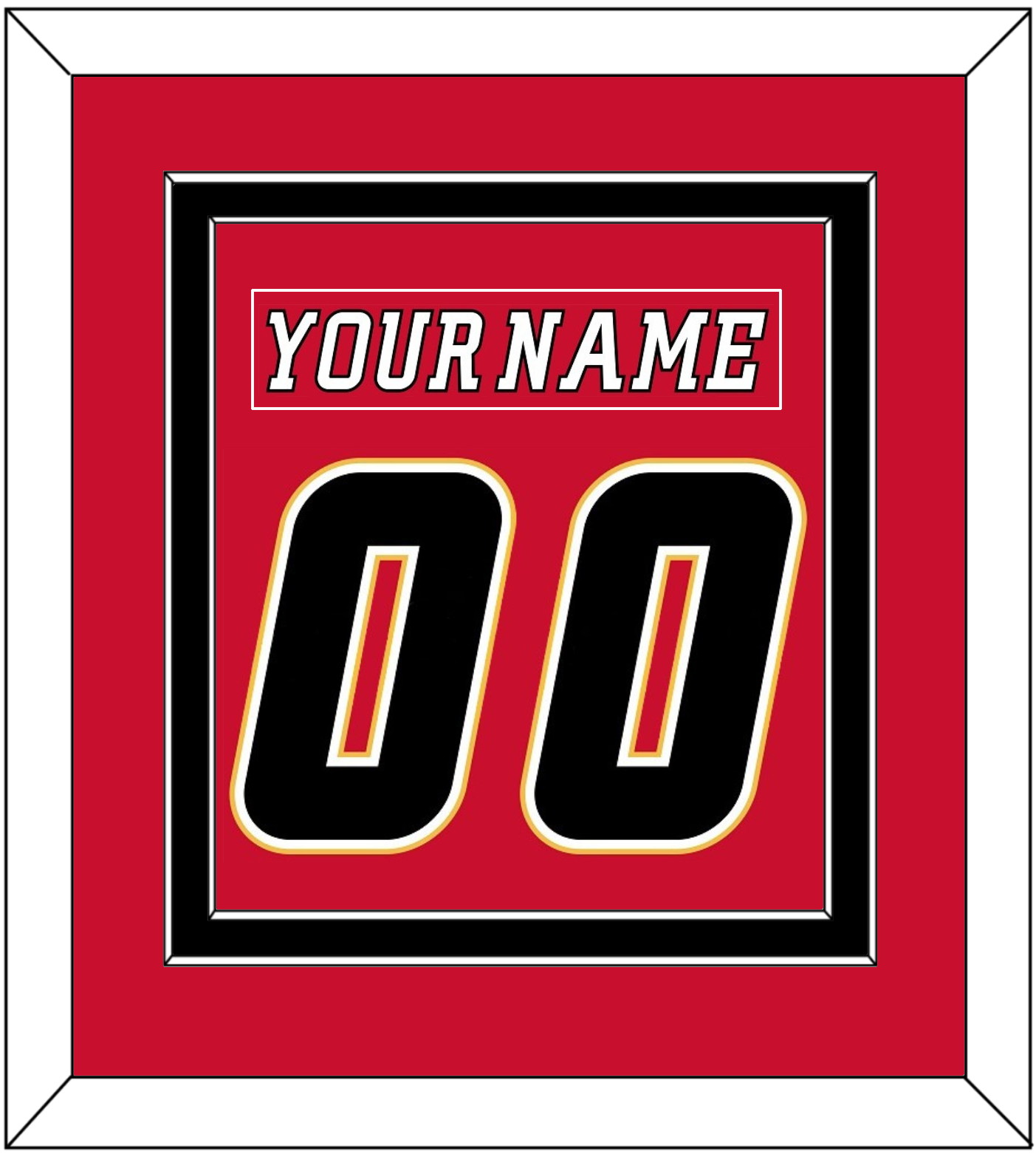 Calgary Nameplate & Number (Back) Combined - Home Red (2007-2017) - Signature Tier 4