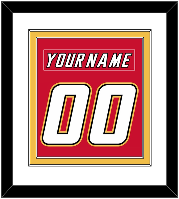 Calgary Nameplate & Number (Back) Combined - Road Red (1995-2000) - Double Mat 1