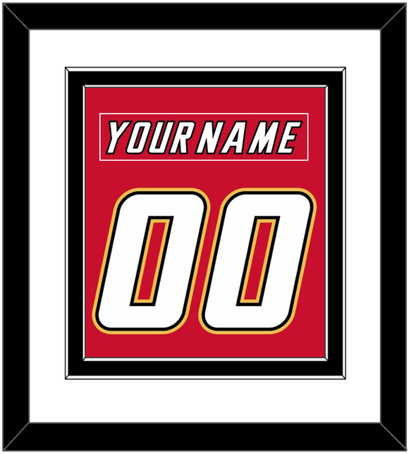 Calgary Nameplate & Number (Back) Combined - Road Red (1995-2000) - Double Mat 2