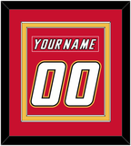 Calgary Nameplate & Number (Back) Combined - Road Red (1995-2000) - Double Mat 3