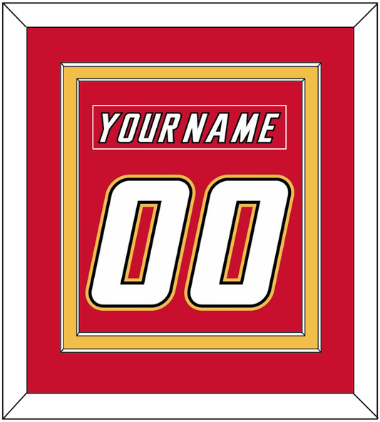 Calgary Nameplate & Number (Back) Combined - Road Red (1995-2000) - Signature Tier 3