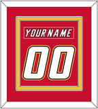 Calgary Nameplate & Number (Back) Combined - Road Red (1995-2000) - Double Mat 3