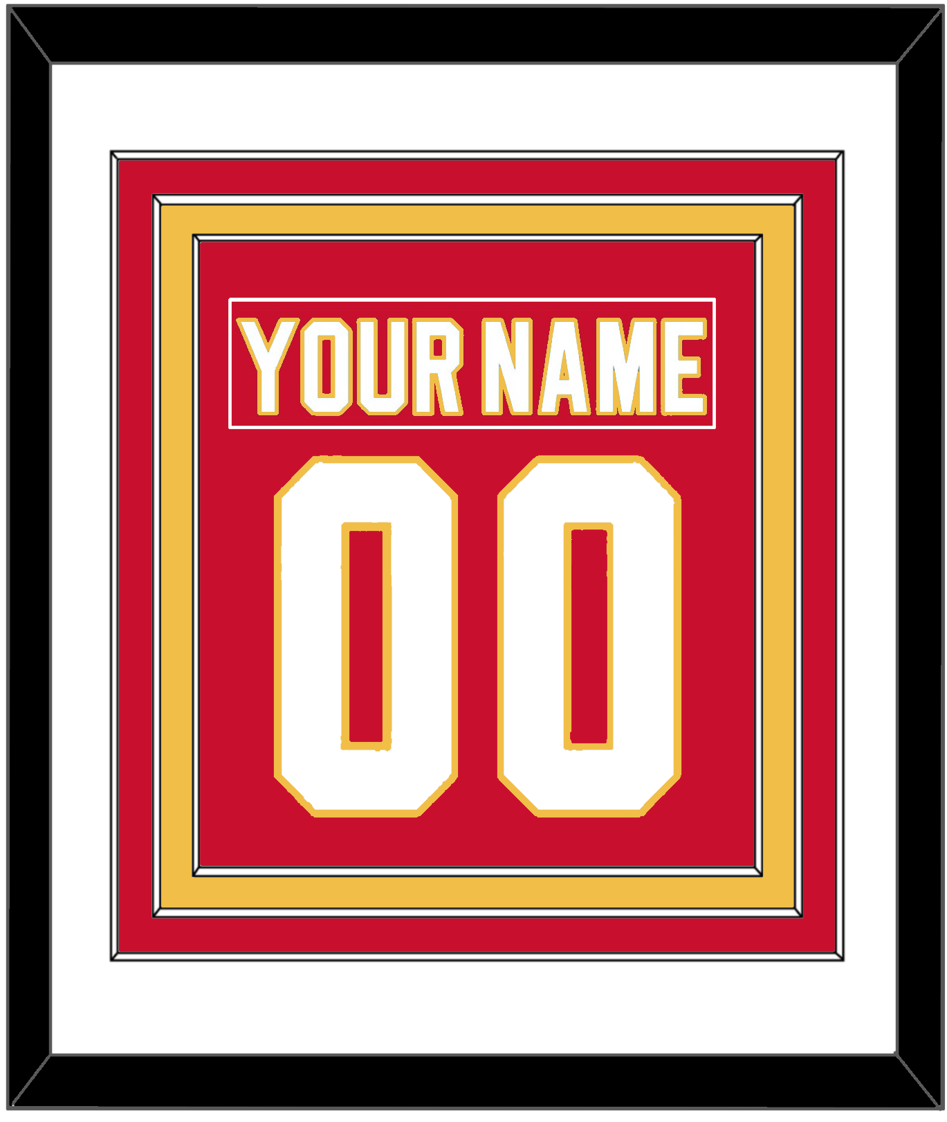 Calgary Nameplate & Number (Back) Combined - Home Red - Premier Tier 1