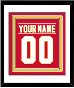 Calgary Nameplate & Number (Back) Combined - Home Red - Triple Mat 1