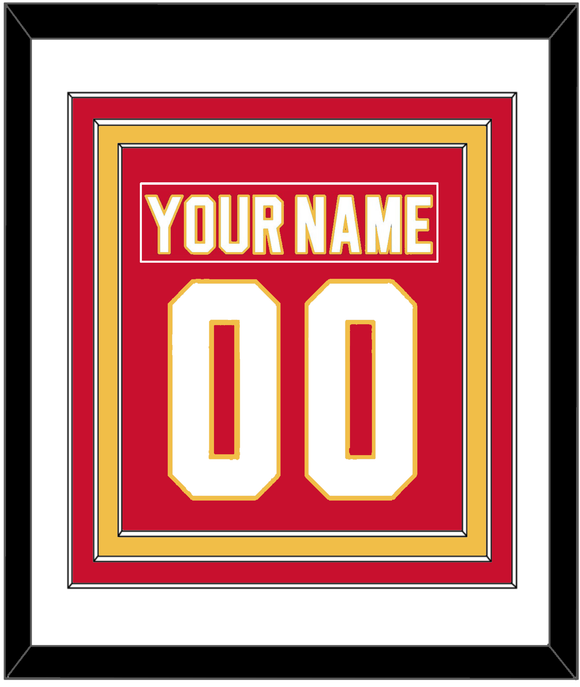 Calgary Nameplate & Number (Back) Combined - Home Red - Triple Mat 1