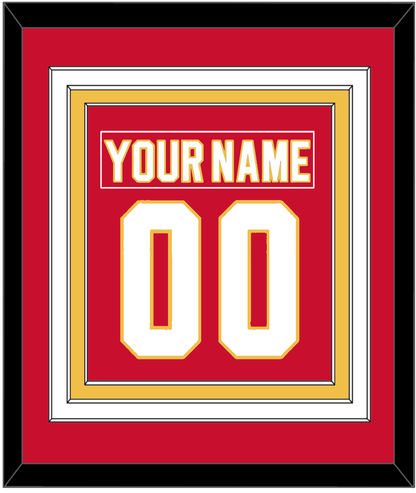 Calgary Nameplate & Number (Back) Combined - Home Red - Premier Tier 2