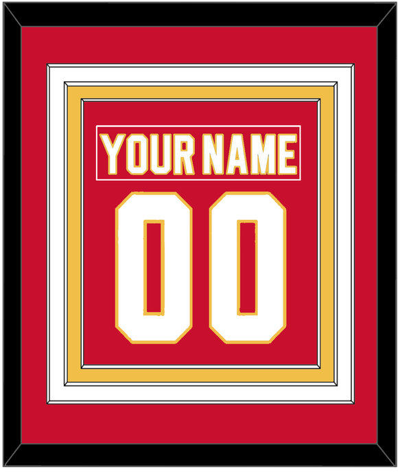 Calgary Nameplate & Number (Back) Combined - Home Red - Triple Mat 2