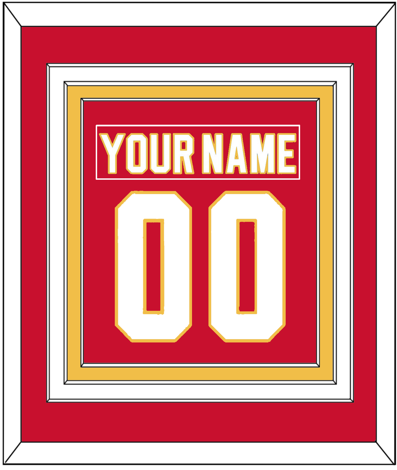 Calgary Nameplate & Number (Back) Combined - Home Red - Premier Tier 2