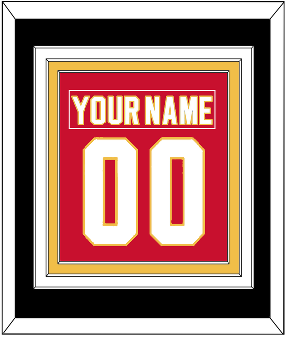Calgary Nameplate & Number (Back) Combined - Home Red - Triple Mat 3