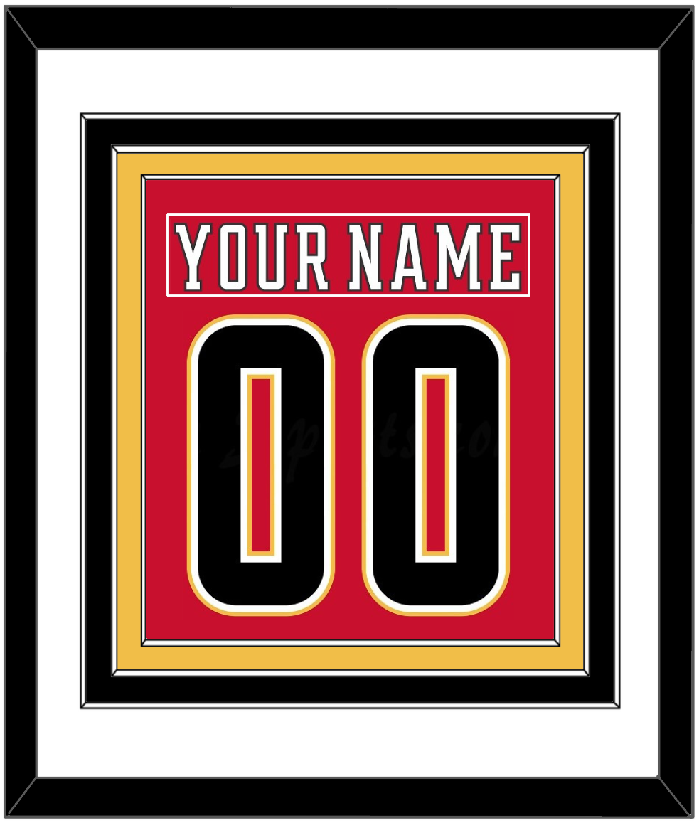Calgary Nameplate & Number (Back) Combined - Home Red (2017-2020) - Premier Tier 1