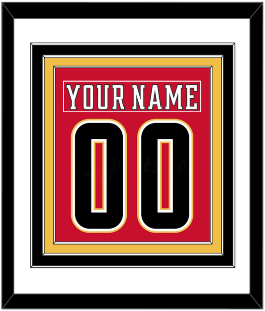 Calgary Nameplate & Number (Back) Combined - Home Red (2017-2020) - Premier Tier 1