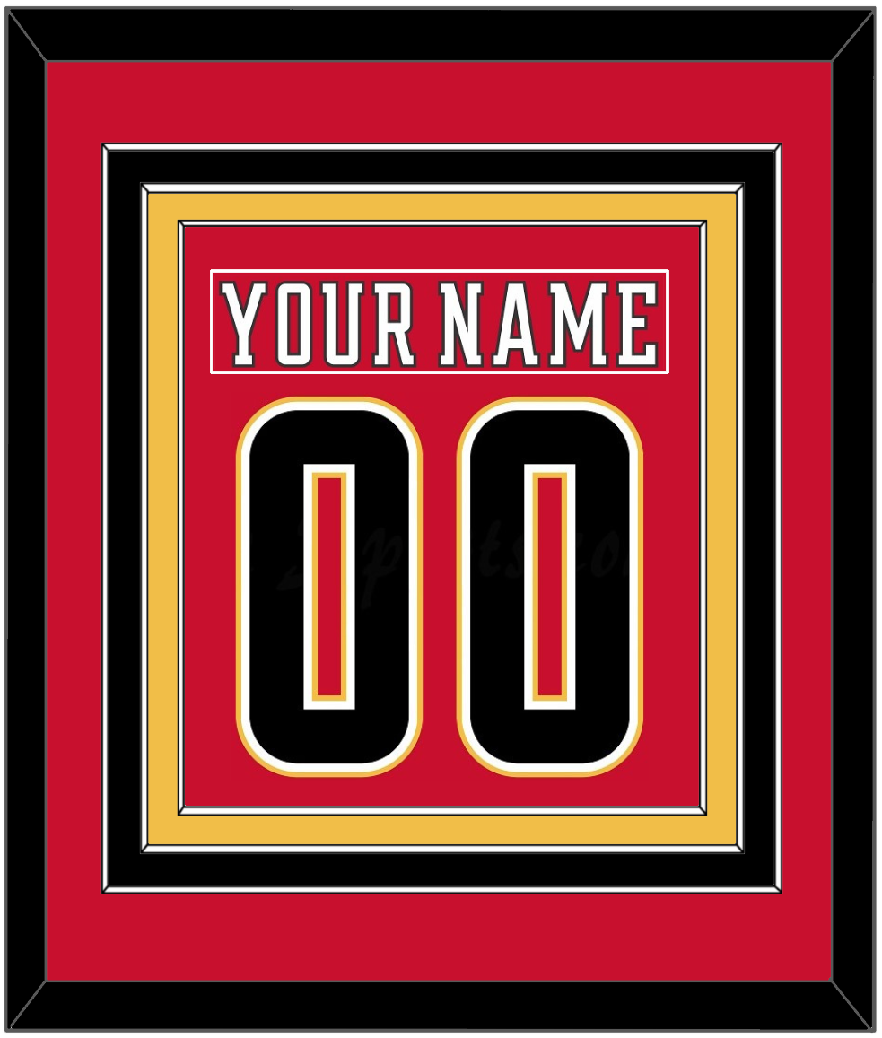 Calgary Nameplate & Number (Back) Combined - Home Red (2017-2020) - Premier Tier 2