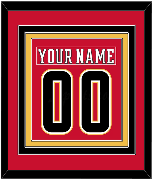 Calgary Nameplate & Number (Back) Combined - Home Red (2017-2020) - Premier Tier 2