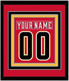 Calgary Nameplate & Number (Back) Combined - Home Red (2017-2020) - Triple Mat 2
