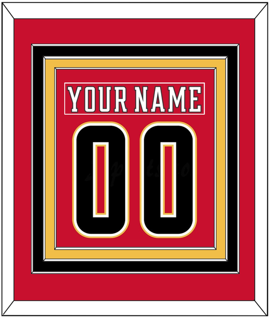 Calgary Nameplate & Number (Back) Combined - Home Red (2017-2020) - Premier Tier 2