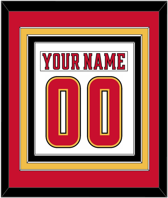 Calgary Nameplate & Number (Back) Combined - Road White (2017-2020) - Triple Mat 2