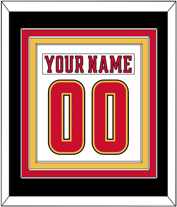 Calgary Nameplate & Number (Back) Combined - Road White (2017-2020) - Triple Mat 3