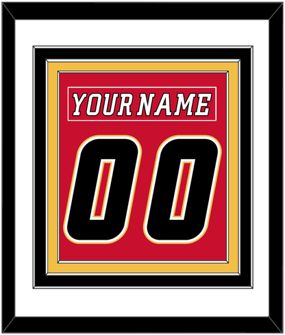 Calgary Nameplate & Number (Back) Combined - Home Red (2007-2017) - Premier Tier 1
