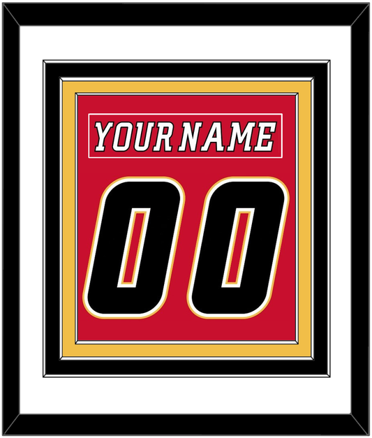 Calgary Nameplate & Number (Back) Combined - Home Red (2007-2017) - Premier Tier 1
