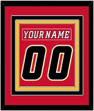 Calgary Nameplate & Number (Back) Combined - Home Red (2007-2017) - Triple Mat 2