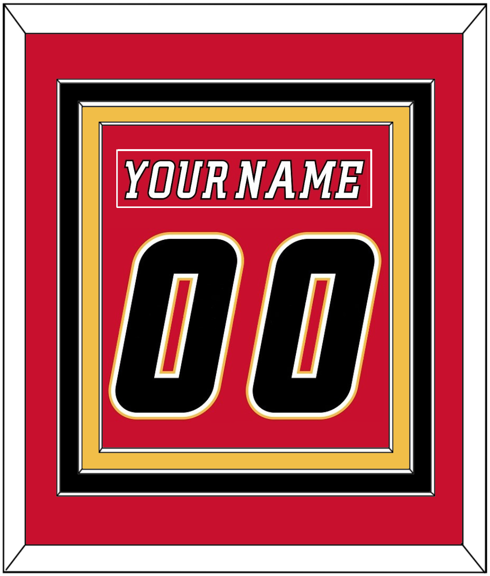 Calgary Nameplate & Number (Back) Combined - Home Red (2007-2017) - Premier Tier 2