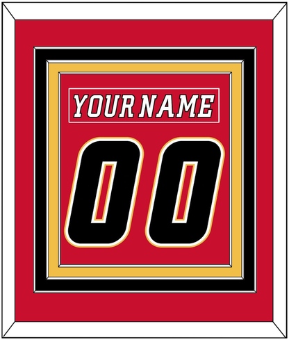 Calgary Nameplate & Number (Back) Combined - Home Red (2007-2017) - Premier Tier 2