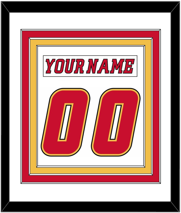 Calgary Nameplate & Number (Back) Combined - Road White (2007-2017) - Triple Mat 1