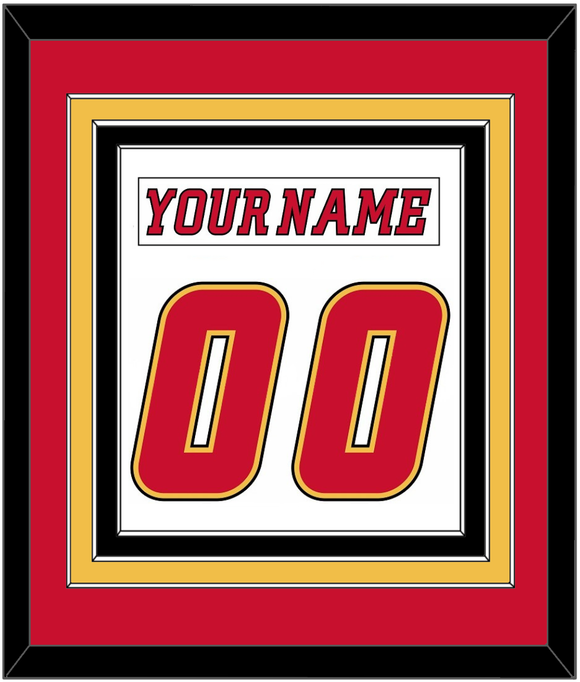 Calgary Nameplate & Number (Back) Combined - Road White (2007-2017) - Triple Mat 2
