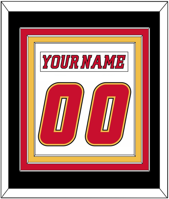Calgary Nameplate & Number (Back) Combined - Road White (2007-2017) - Triple Mat 3