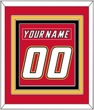 Calgary Nameplate & Number (Back) Combined - Road Red (1995-2000) - Triple Mat 2