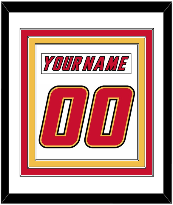 Calgary Nameplate & Number (Back) Combined - Home White (1995-2000) - Triple Mat 1
