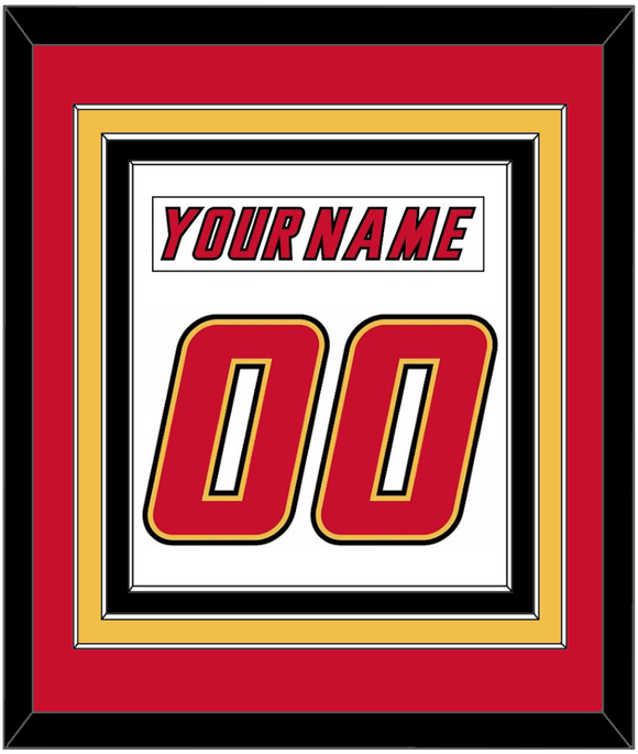 Calgary Nameplate & Number (Back) Combined - Home White (1995-2000) - Triple Mat 2